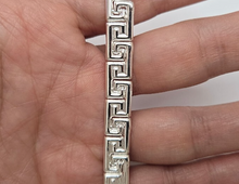 Load image into Gallery viewer, 925 Sterling Silver Stampato Greek Key Link Necklace Bracelet Italy 8mm 7"-18"
