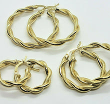 Load image into Gallery viewer, Authentic 10K Yellow Gold Round Twisted Hoop Door Knocker Earrings Women 3 Sizes
