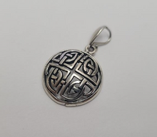 Load image into Gallery viewer, 925 Sterling Silver Large Round Celtic Dara Knot Pendant 1 (25mm) Inch Tall
