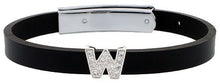 Load image into Gallery viewer, 925 Sterling Silver Alphabet Letter Block CZ Stone Flat Rubber Bracelets, 8mm

