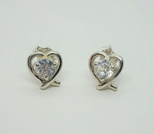 Load image into Gallery viewer, Sterling Silver Small Heart Earring with CZ
