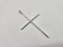 Load image into Gallery viewer, 925 Sterling Silver Large Plain Tubular Cross Pendant 3 Inch Tall (75mm)
