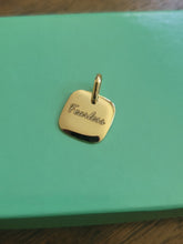 Load image into Gallery viewer, 14K Yellow White Gold Plain Square Pendant Disc Charm 13mm [Engraving Available]
