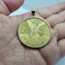 Load image into Gallery viewer, 14k Gold Bezel 38.2 mm Pendant w/out 10k Yellow Gold Eagle Mexico 50 Peso Coin
