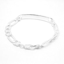 Load image into Gallery viewer, 925 Sterling Silver Personalized Custom Engraved Figaro Link ID Bracelet 8mm
