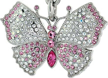 Load image into Gallery viewer, 33mm Butterfly Key Chain Crystal Key Ring Clear Pink Topaz color 3 1/2 in Long
