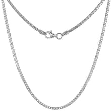 Load image into Gallery viewer, 925 Sterling Silver Thin Square Link Franco Chain Necklace 3mm 22" to 36"
