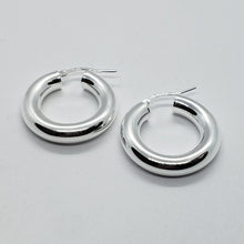 Load image into Gallery viewer, Sterling Silver 5mm Thick Tube Hoop Earrings Plain Polished 3/4-2 3/8 inch Round

