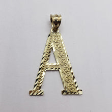 Load image into Gallery viewer, 10K Solid Yellow Gold Diamond Cut Initial Alphabet Letter Pendant Charm 2 Sizes

