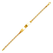 Load image into Gallery viewer, 14K Tricolor Gold Valentino ID Bracelet 6.5mm/3mm 7" 7.5" Engraving Available
