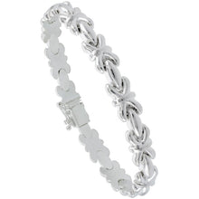 Load image into Gallery viewer, 925 Sterling Silver Stampato Banded XOXO Link Necklace Bracelet 7.5mm 7" to 18"
