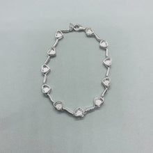 Load image into Gallery viewer, Sterling Silver Synthetic Opal Heart Link Bracelet for Women lobster lock
