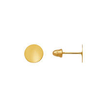 Load image into Gallery viewer, 14K Yellow Gold 6.5mm Circle Shape Stud Earrings High Polished Screw Backing
