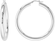 Load image into Gallery viewer, Sterling Silver 4mm Thick Tube Hoop Earrings Plain Polished 3/4-2 3/8 inch Round
