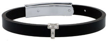 Load image into Gallery viewer, 925 Sterling Silver Alphabet Letter Block CZ Stone Flat Rubber Bracelets, 8mm
