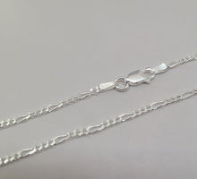 Load image into Gallery viewer, 925 Sterling Silver Figaro Chain Necklace Beveled Edge from Italy 2.5mm 16"-30"
