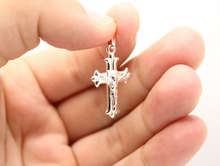 Load image into Gallery viewer, 925 Sterling Silver Dainty Fleuree Crucifix Cross Pendant
