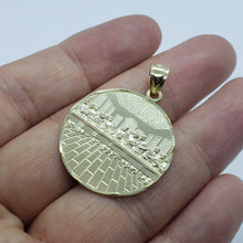 Load image into Gallery viewer, 10K Yellow Solid Gold Round Last Supper Diamond Cut Pendant Charm 3 sizes
