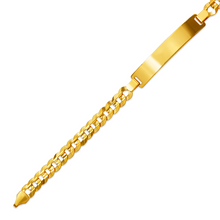 Load image into Gallery viewer, 14K Yellow Gold ID Bracelet 7mm ID 6mm Wide Curb Chain 7" 7.5" 8" Engraving
