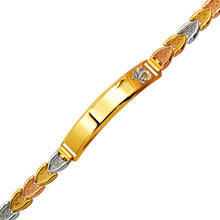 Load image into Gallery viewer, 14K Tri Color Gold Faceted DC 15 Anos ID Bracelet 6mm Wide 8mm Center 7" Chain
