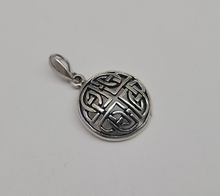 Load image into Gallery viewer, 925 Sterling Silver Large Round Celtic Dara Knot Pendant 1 (25mm) Inch Tall
