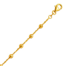 Load image into Gallery viewer, 14K Yellow Gold Diamond Cut 4mm Bead Chain Rolo Bracelet Lobster Lock 7 inch
