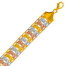 Load image into Gallery viewer, 14K Tricolor Gold Bohemian Style Gypsy Boho Hand Chain Bracelet 12.5mm 7"~8"
