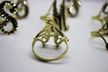 Load image into Gallery viewer, 10k Solid Yellow Gold Cursive Initial Letter Ring Diamond Cut Medium Size 6 ~ 11
