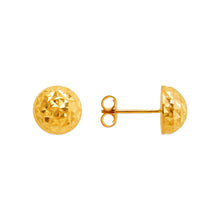 Load image into Gallery viewer, 14K Yellow Gold High Polished Diamond Cut Half Ball Stud Earrings 10mm
