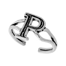 Load image into Gallery viewer, 925 Sterling Silver Initial Letter Alphabet Adjustable Size Baby Toe Ring
