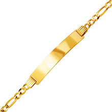 Load image into Gallery viewer, 14K Yellow Gold Figaro Concave ID Bracelet 7mm/4mm 7" 7.5" Engraving Available
