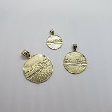 Load image into Gallery viewer, 10K Yellow Solid Gold Round Last Supper Diamond Cut Pendant Charm 3 sizes
