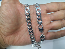 Load image into Gallery viewer, 925 Sterling Silver Beveled Flat Curb Cuban Link Chain Necklace 10mm 7" to 30"
