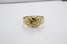 Load image into Gallery viewer, 10k Yellow Gold Authentic Nugget Ring Diamond Cut Sizes 6-13
