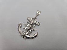 Load image into Gallery viewer, 925 Sterling Silver Anchor Mariner Crucifix Cross Pendant 1 1/4 Inch (31mm)

