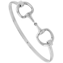 Load image into Gallery viewer, 925 Sterling Silver Eggbutt Snaffle Bit Bangle Bracelet 13mm Hook &amp; Eye Clasp 7"
