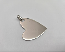 Load image into Gallery viewer, 925 Sterling Silver Flat High Polished Heart Pendant 1 1/2 Inch (38mm) Tall
