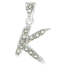 Load image into Gallery viewer, 925 Sterling Silver CZ Action Initial Letter Alphabet Pendant 3/4 Inch Wide
