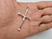 Load image into Gallery viewer, 925 Sterling Silver Large Rope Crucifix Cross Pendant 1 13/16 Inch Tall (46mm)
