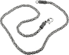 Load image into Gallery viewer, 3mm Sterling Silver Square Byzantine Chain Necklace Bracelet Antiqued Finish

