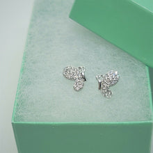 Load image into Gallery viewer, Sterling Silver Split Butterfly Wing Earring with CZ for Women Girl CUTE PRETTY
