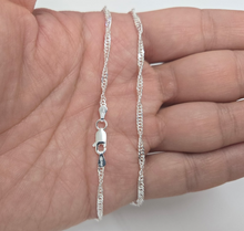 Load image into Gallery viewer, 925 Sterling Silver Twisted Singapore Chain Necklace Diamond Cut 2.2mm 7" to 30"
