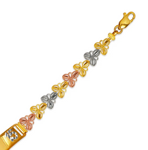 Load image into Gallery viewer, 14K Tri Color Gold Faceted DC 15 Anos ID Bracelet 7mm Wide 8mm Center 7" Chain
