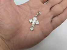 Load image into Gallery viewer, 925 Sterling Silver Budded Edge Apostle's Cross Pendant 1 1/8 Inch Tall (28mm)
