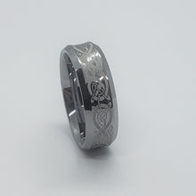 Load image into Gallery viewer, Tungsten Carbide 8 mm Concaved Wedding Band Ring Etched Celtic Dragon Pattern
