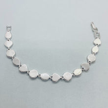 Load image into Gallery viewer, Sterling Silver Synthetic Opal Bracelet Heart Oval Round Links Hand Inlay
