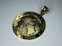 Load image into Gallery viewer, 10K Solid Yellow Gold The World Is Yours Globe Pendant 6 sizes

