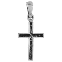 Load image into Gallery viewer, 925 Sterling Silver Cross Black Diamond Cut Center Pendant 7/8 Inch (22mm) Tall
