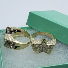 Load image into Gallery viewer, 10K Yellow Gold 20.5mm Big Star Shaped Ring Band for Men Size 9 -11
