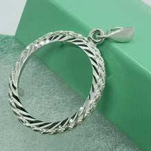 Load image into Gallery viewer, Sterling Silver Nickel Bezel 22mm Coins Prong Back Rope Edge Diamond Cut 5 Cent
